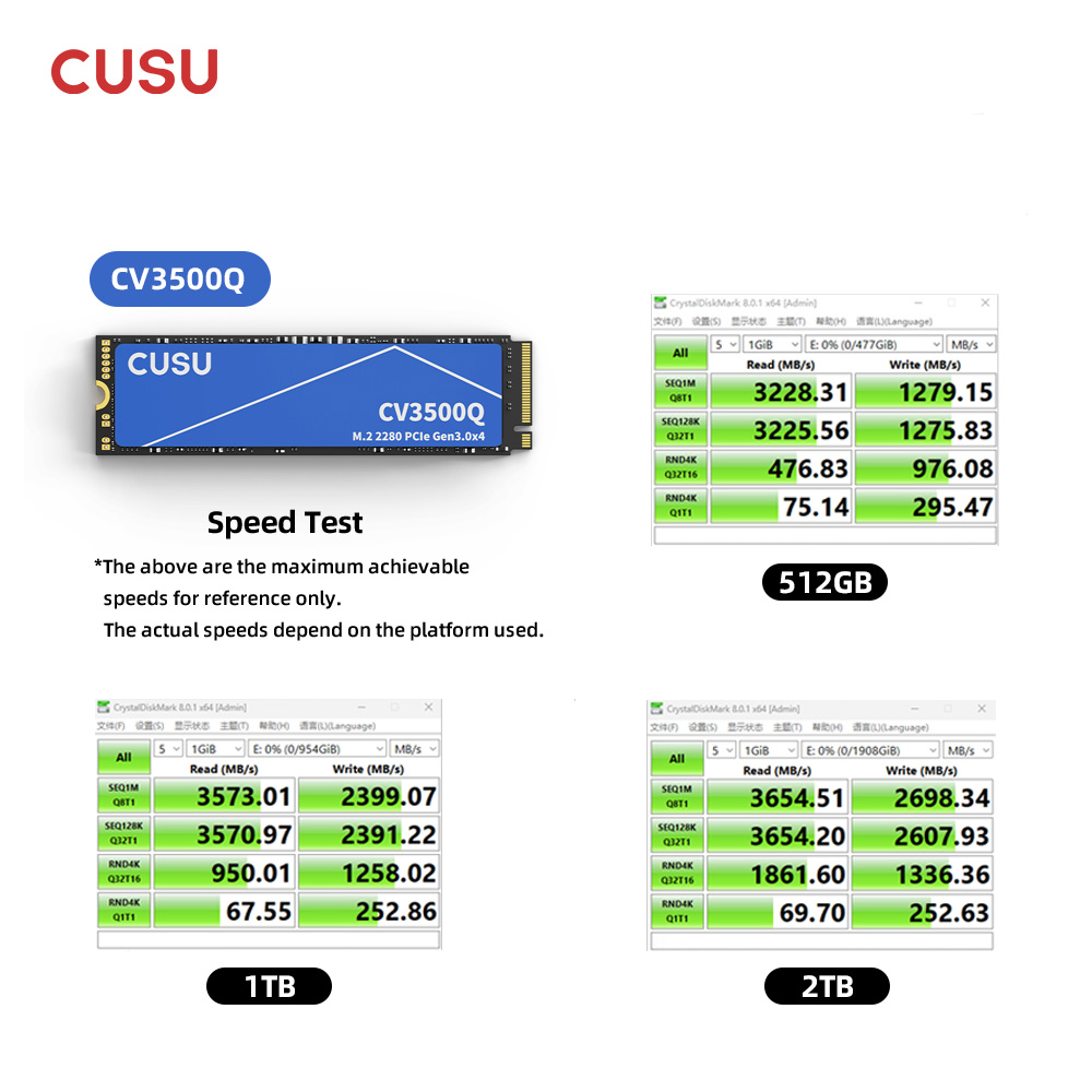 CUSU SSD M2 NVMe 512gb 1tb 2tb Internal Solid State Drive CV3500Q