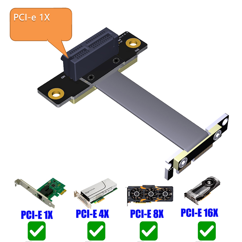 PCIE X1 ライザーケーブルデュアル 90 度直角 PCIe 3.0 × 1 に x1 延長