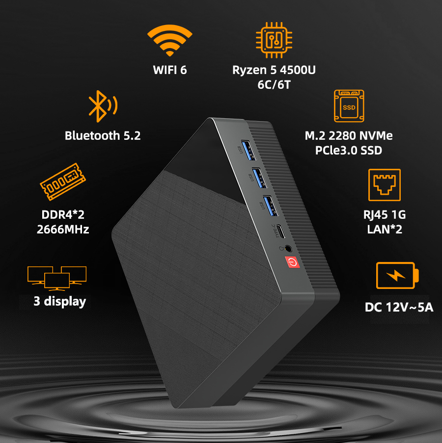 ZXIPC Mini PC Ryzen 7 5800H 6600H 7735HS 4500U DDR4 16GB 512GB