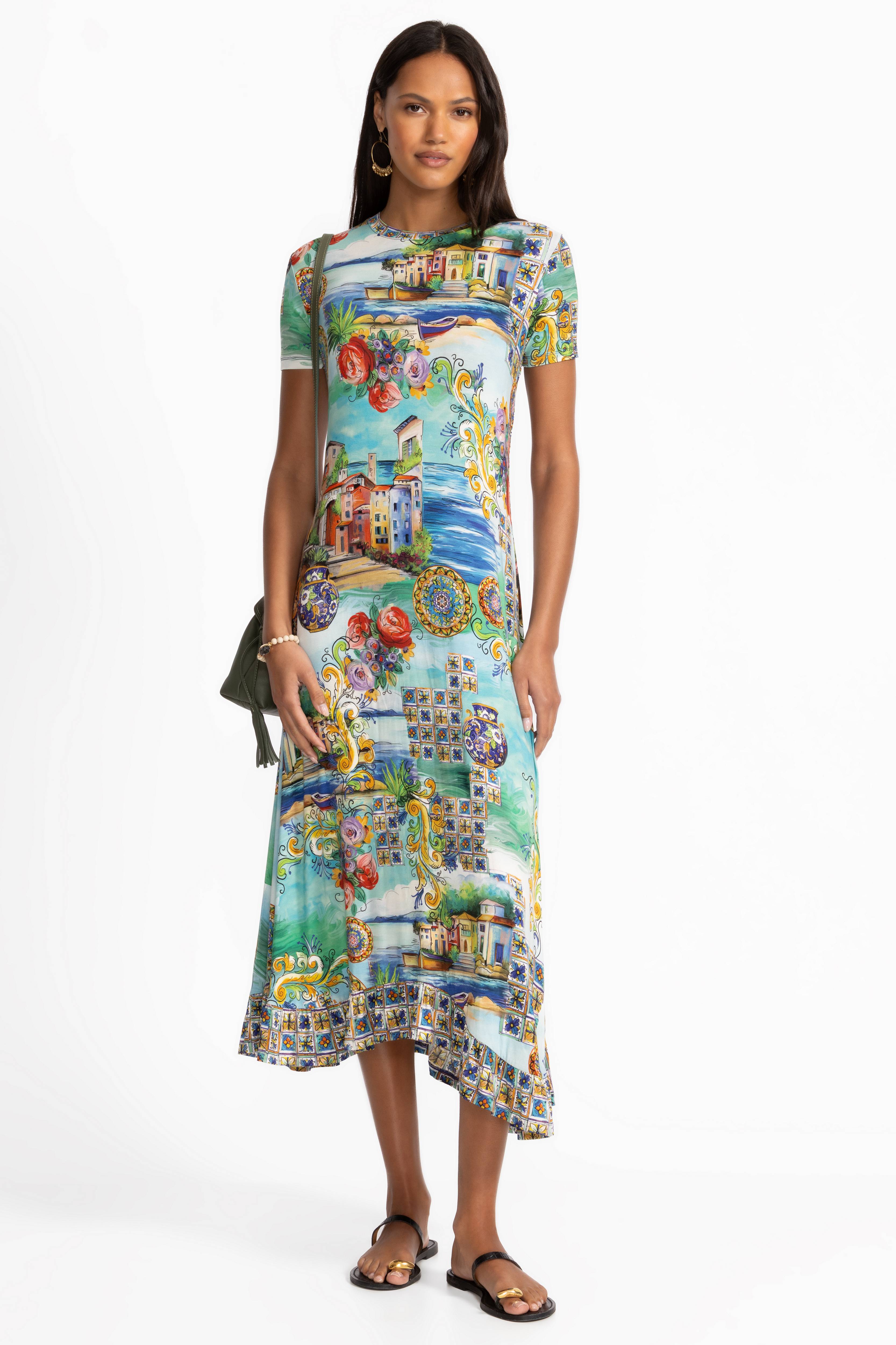 Buy THE JANIE FAVORITE ASYMMETRIC HEM SHORT DRESS | Johnny Was