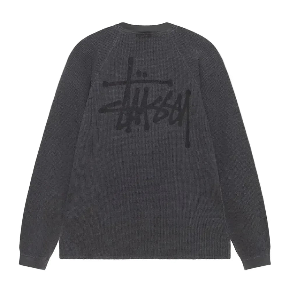 Stussy Raglan Thermal Long-Sleeve Crew Washed Black – AFV Clothes