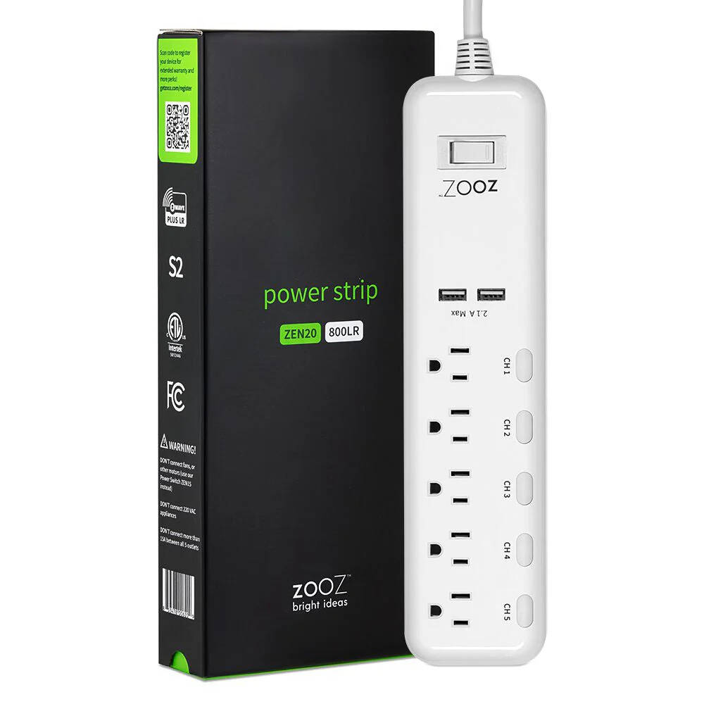 Zooz ZEN20 800LR ZWave Power Strip Bar with Energy Metering