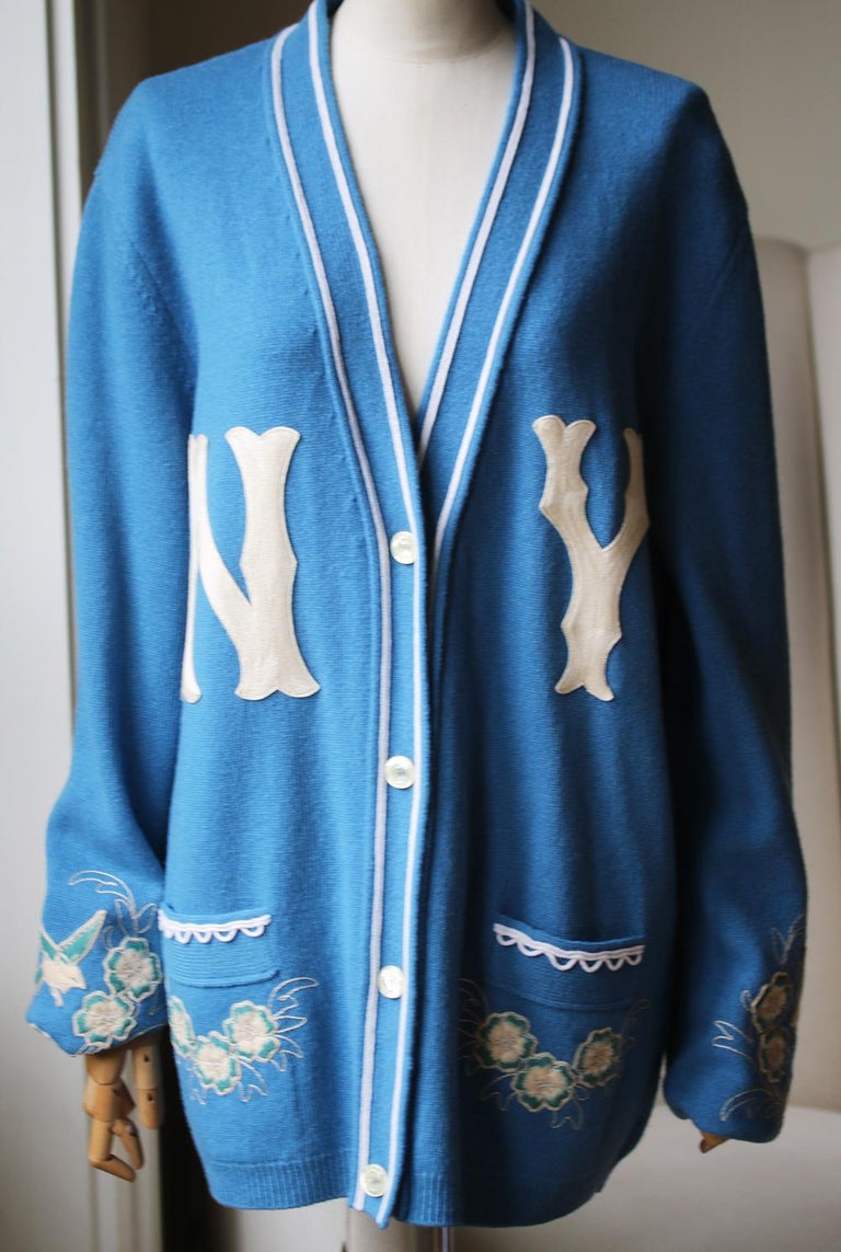 Gucci + New York Yankees Oversized Appliquéd Wool Cardigan at