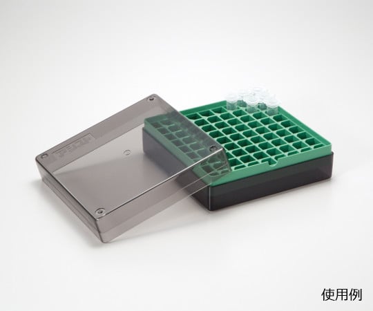 63-2985-76 81穴フリーズボックス プラスチック（1.5/2.0mL用）緑 1箱
