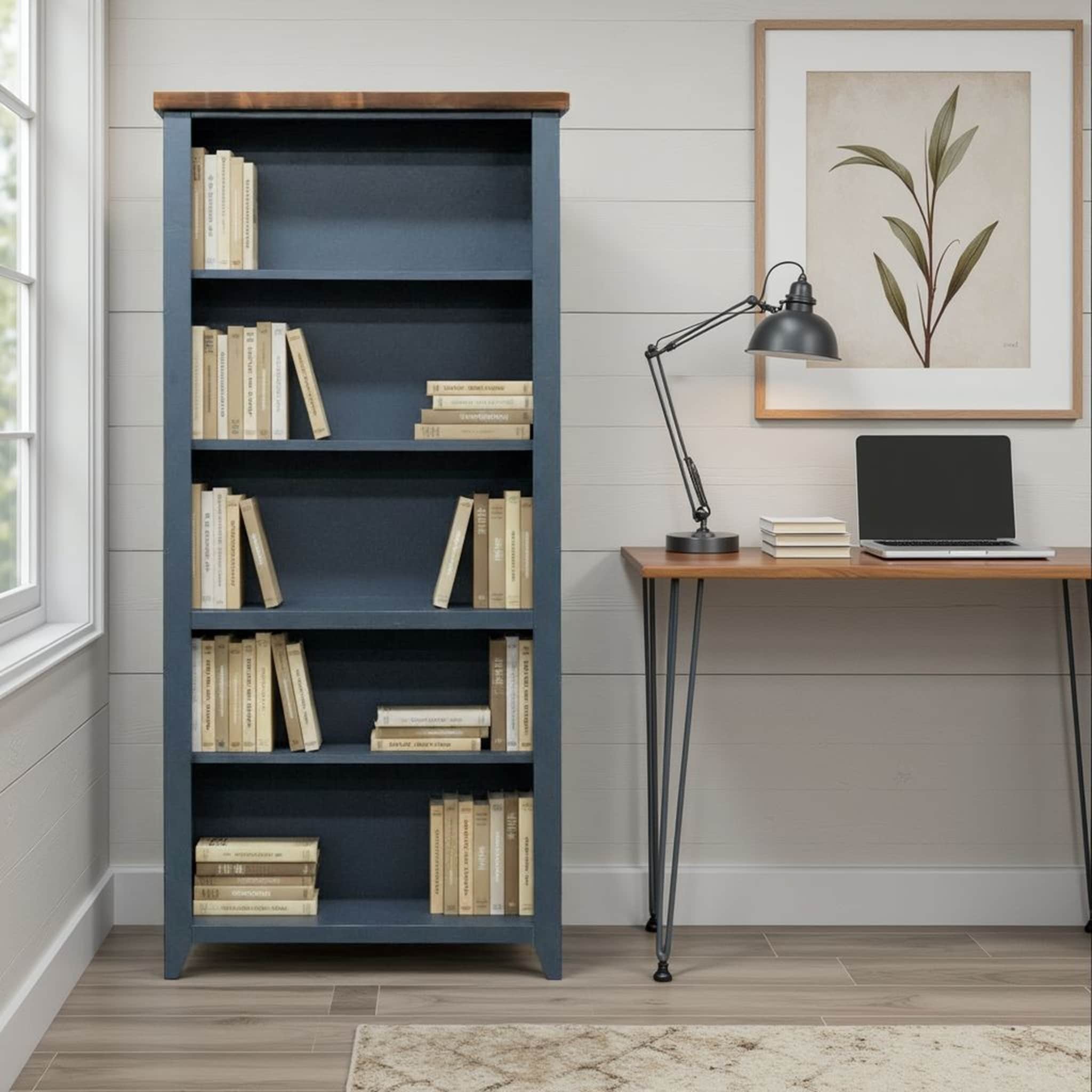 Bridgevine Home Nantucket 72 inch high 5-shelf Bookcase, No