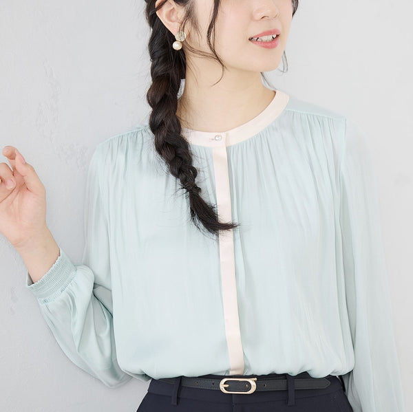 Split Fiber Gathered Blouse [A37_LE25-026S] | AOKI GLOBAL