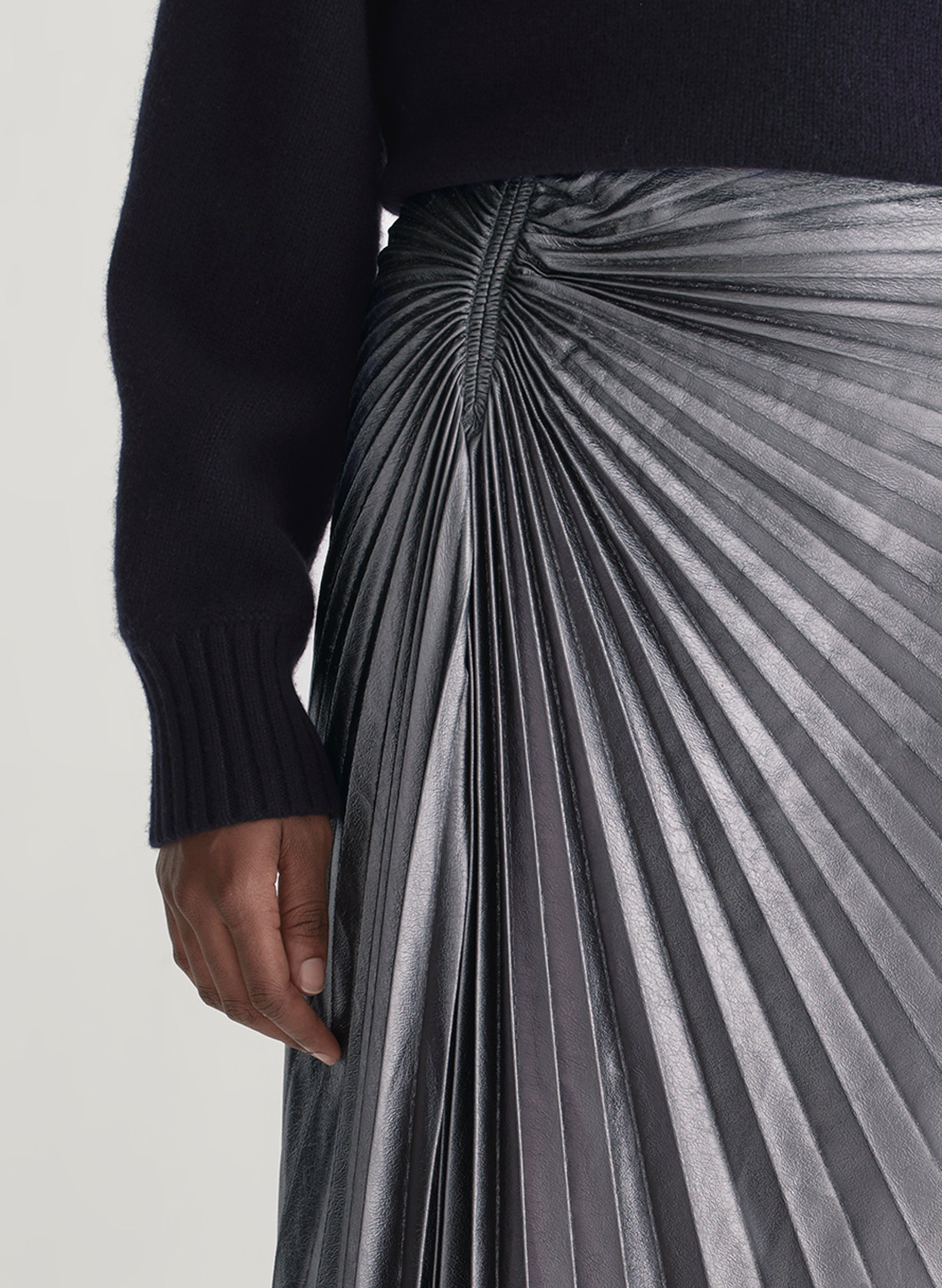 A.L.C. Tracy Metallic Vegan Leather Skirt | ALCltd.com