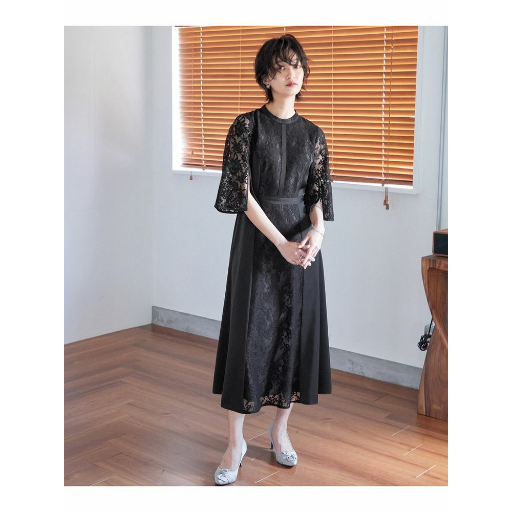 Callarus（カラルス）パーティードレスレース切替ワンピース大きいサイズ