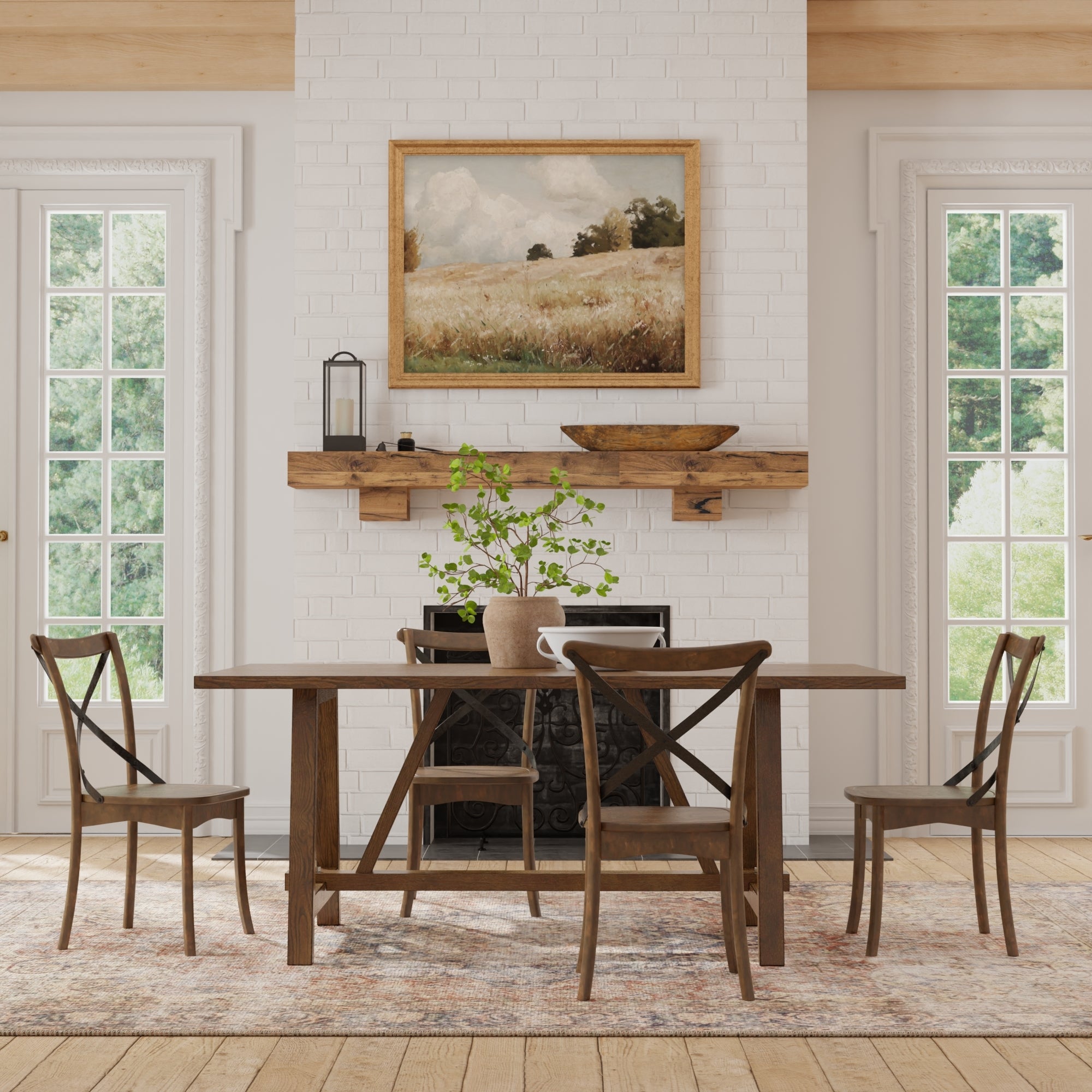 Arendal Trestle Dining Table, Burnished Dark Oak – Alpine Furniture