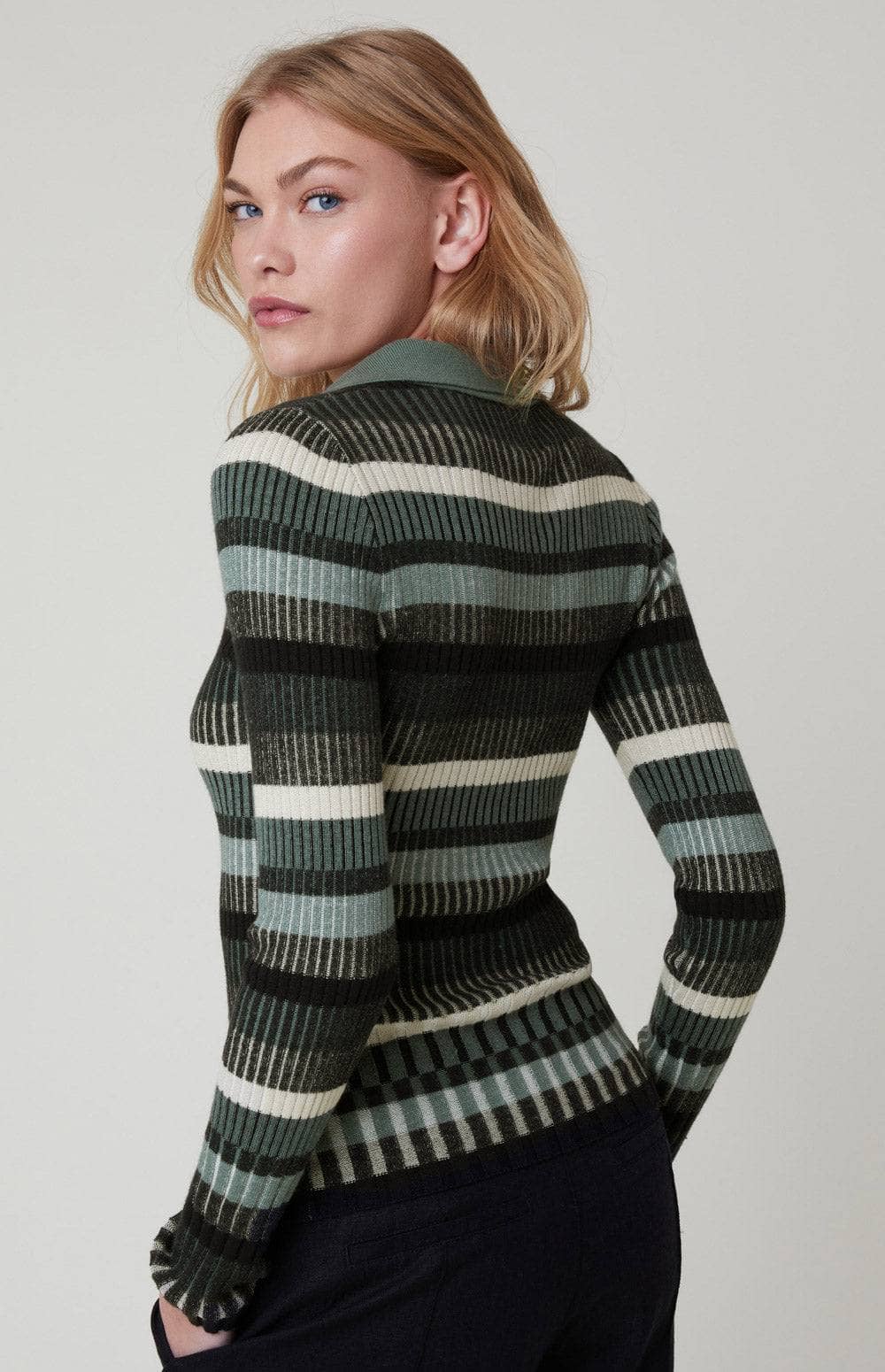 Luisa Longsleeve Polo Sweater, Eucalyptus | Alp N Rock