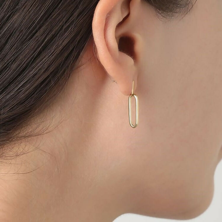 K18 中空 ペーパークリップ スタットピアス / 18K Hollow Paper Clip