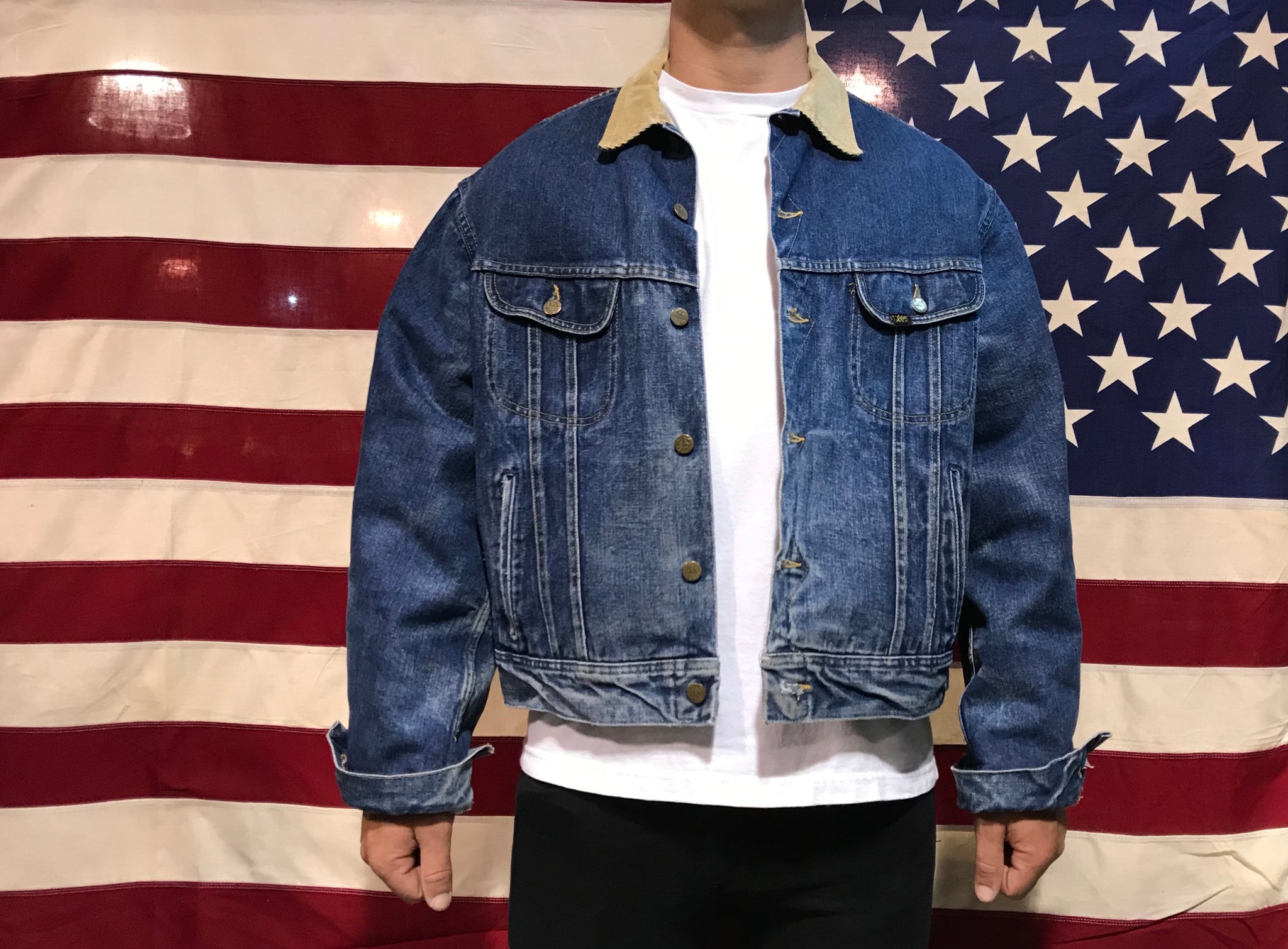 Lee Storm Rider Mens 90's Vintage Denim Blanket Lined Jacket Made