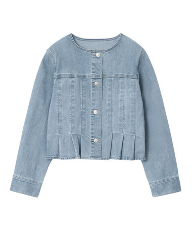 アナイ○極美品○22SS 近年モデル シルク混ノーカラーデニムジップ