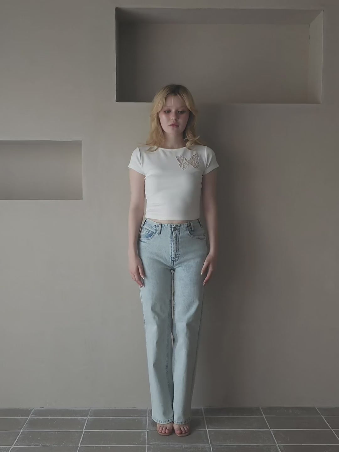 andmary Heart hip denim(ダークブルー,S）丈お直し済み