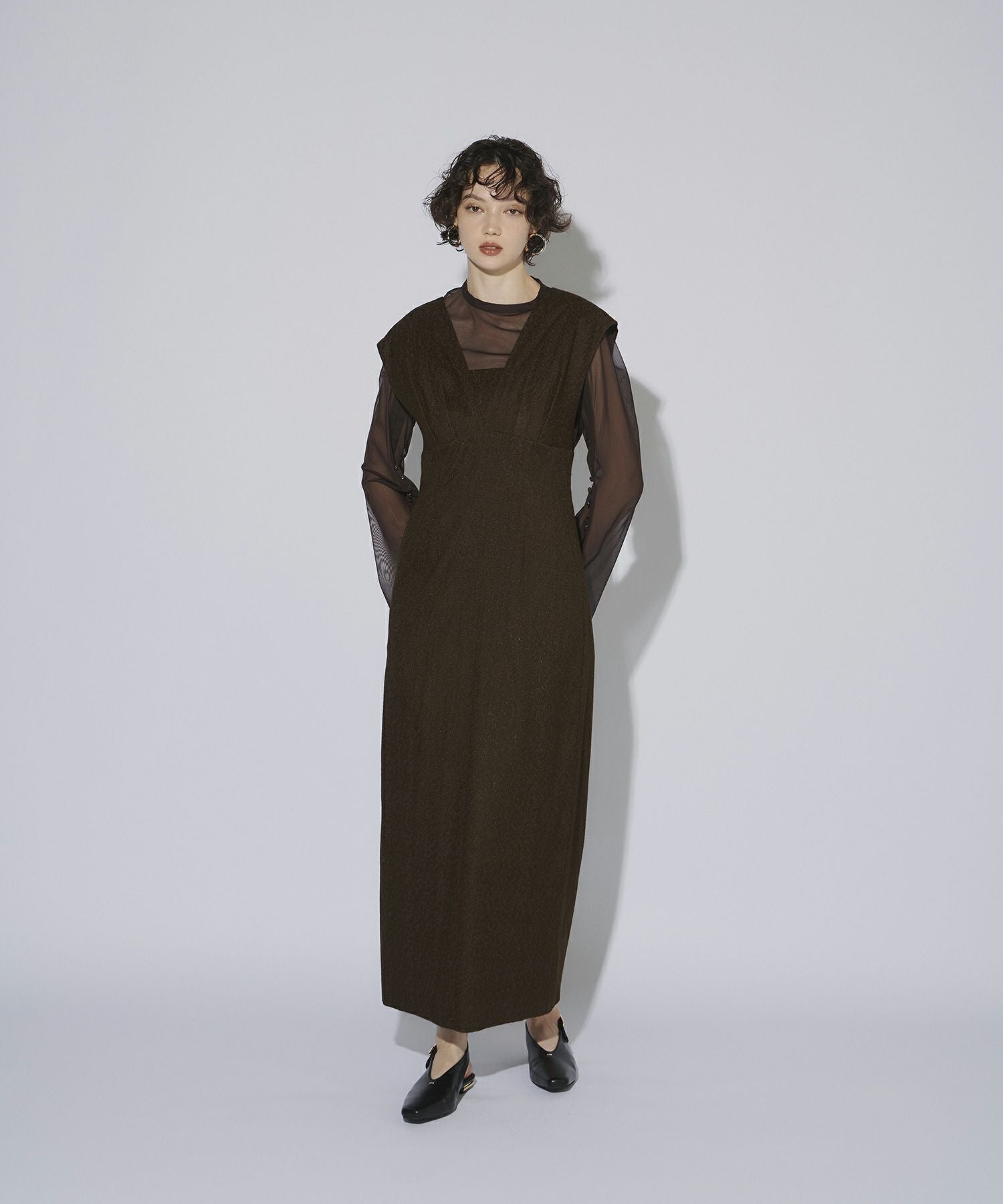 V line jacquard dress | ANDRESD