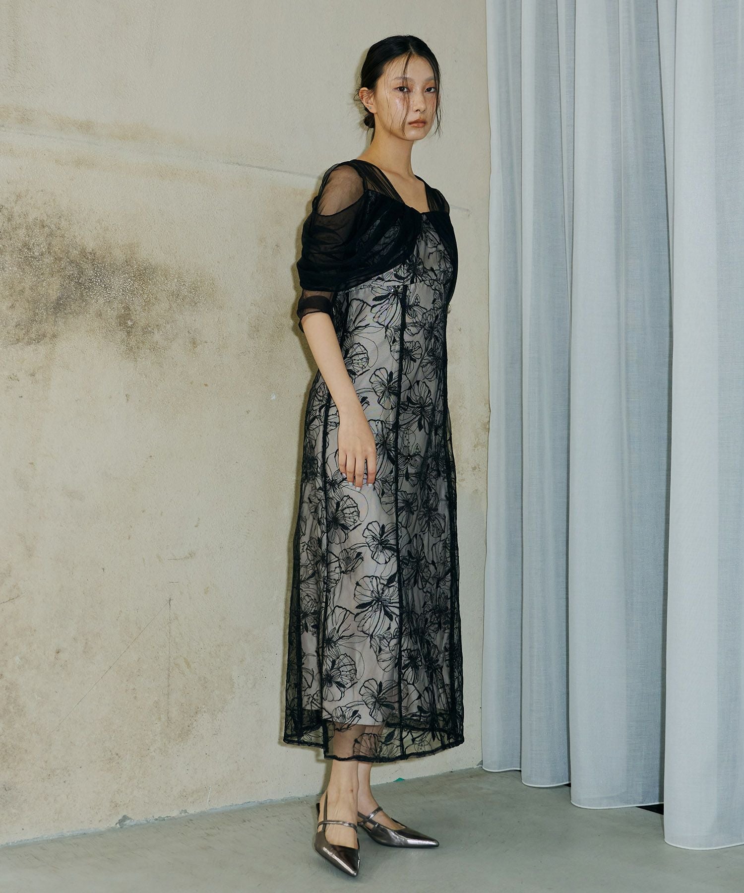 tulle drape spangle dress | ANDRESD
