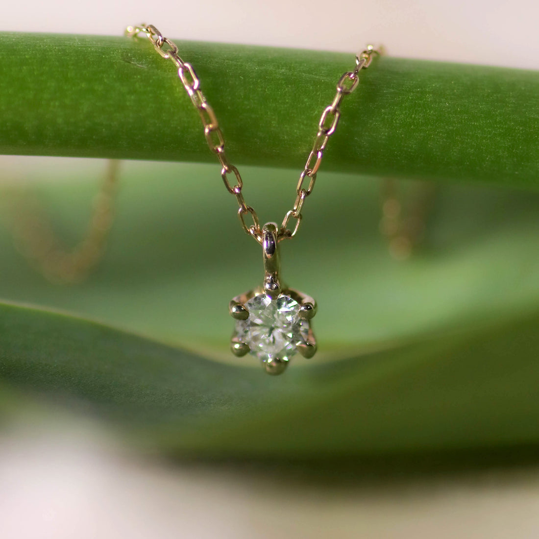 K10 ダイヤモンド 0.1ct 6本爪 ネックレス – anybelle