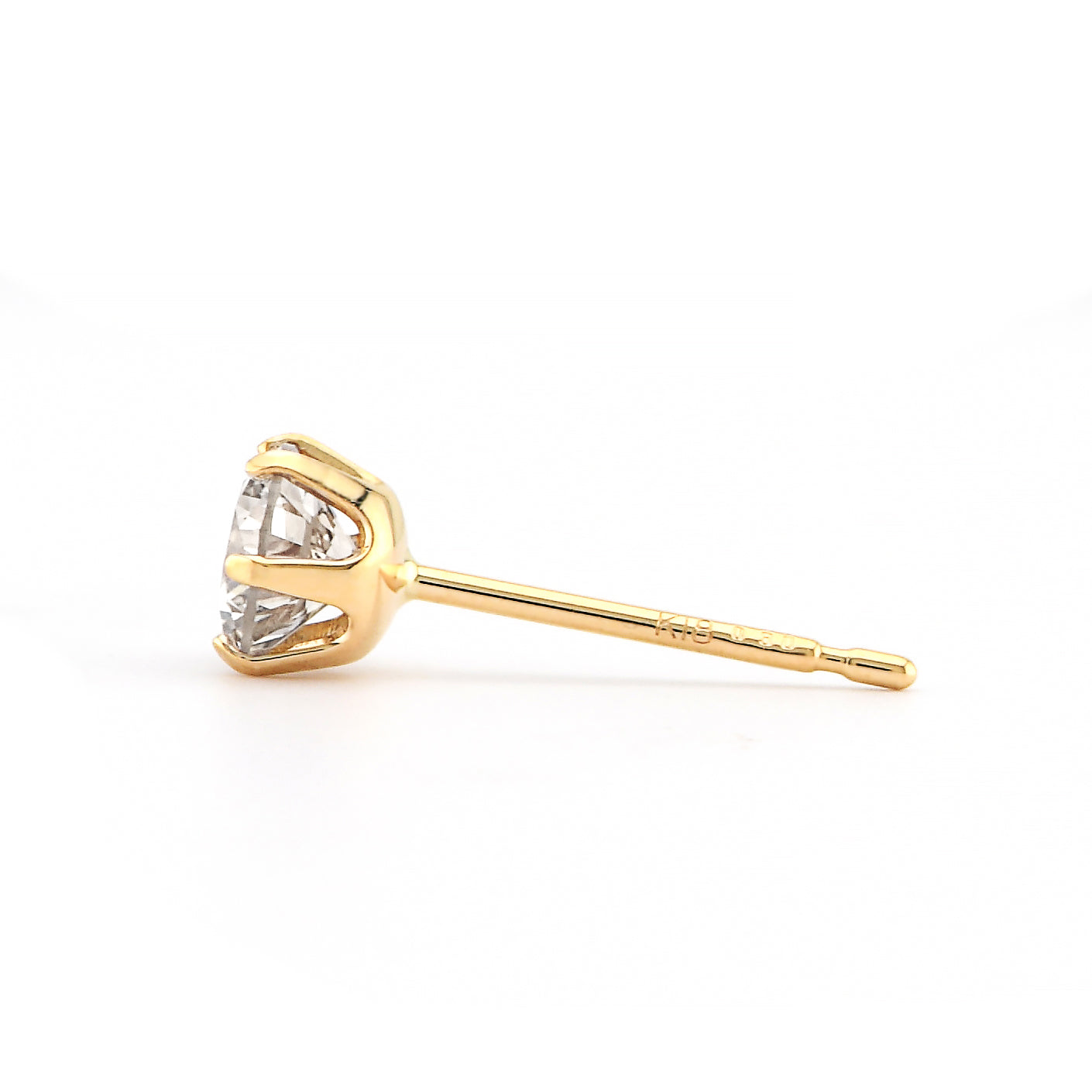 一粒 ダイヤモンド ピアス 計0.60ct K18YG イエローゴールド 6本爪