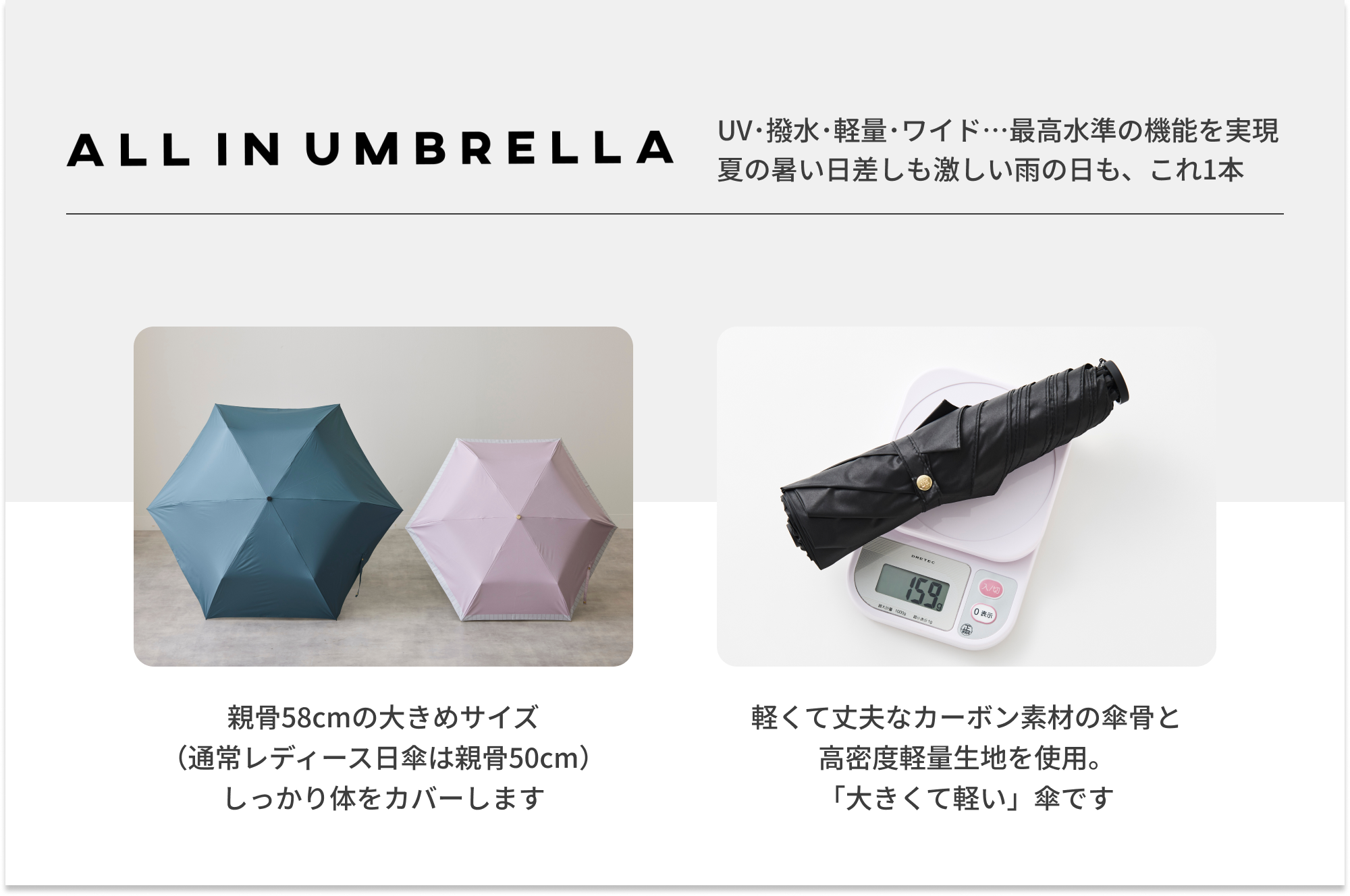 日傘 ウェーブブロック 《ALL IN UMBRELLA》 ユニセックス 晴雨兼用
