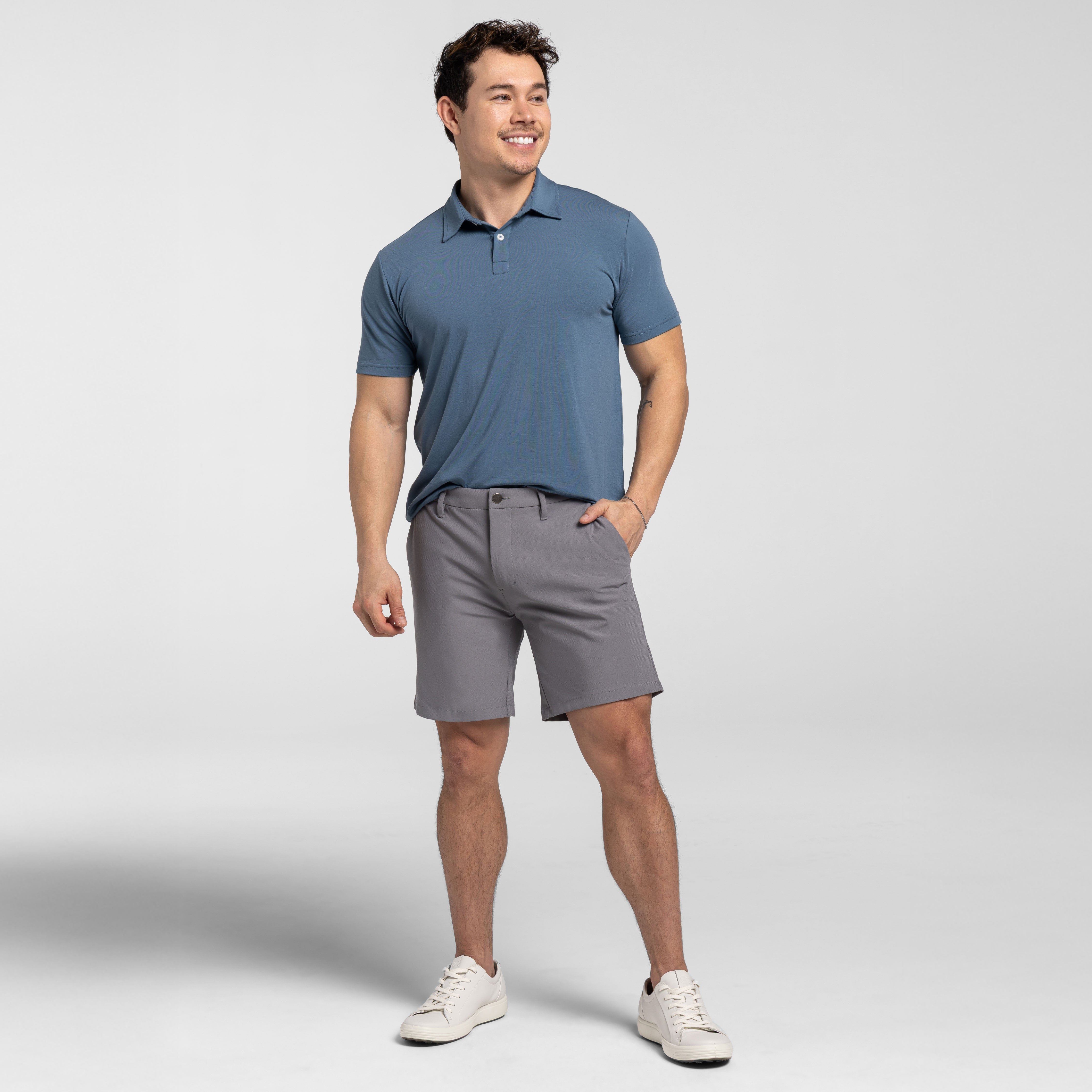 Ash & Erie Grey Hybrid XYZ Chino Shorts for Short Men
