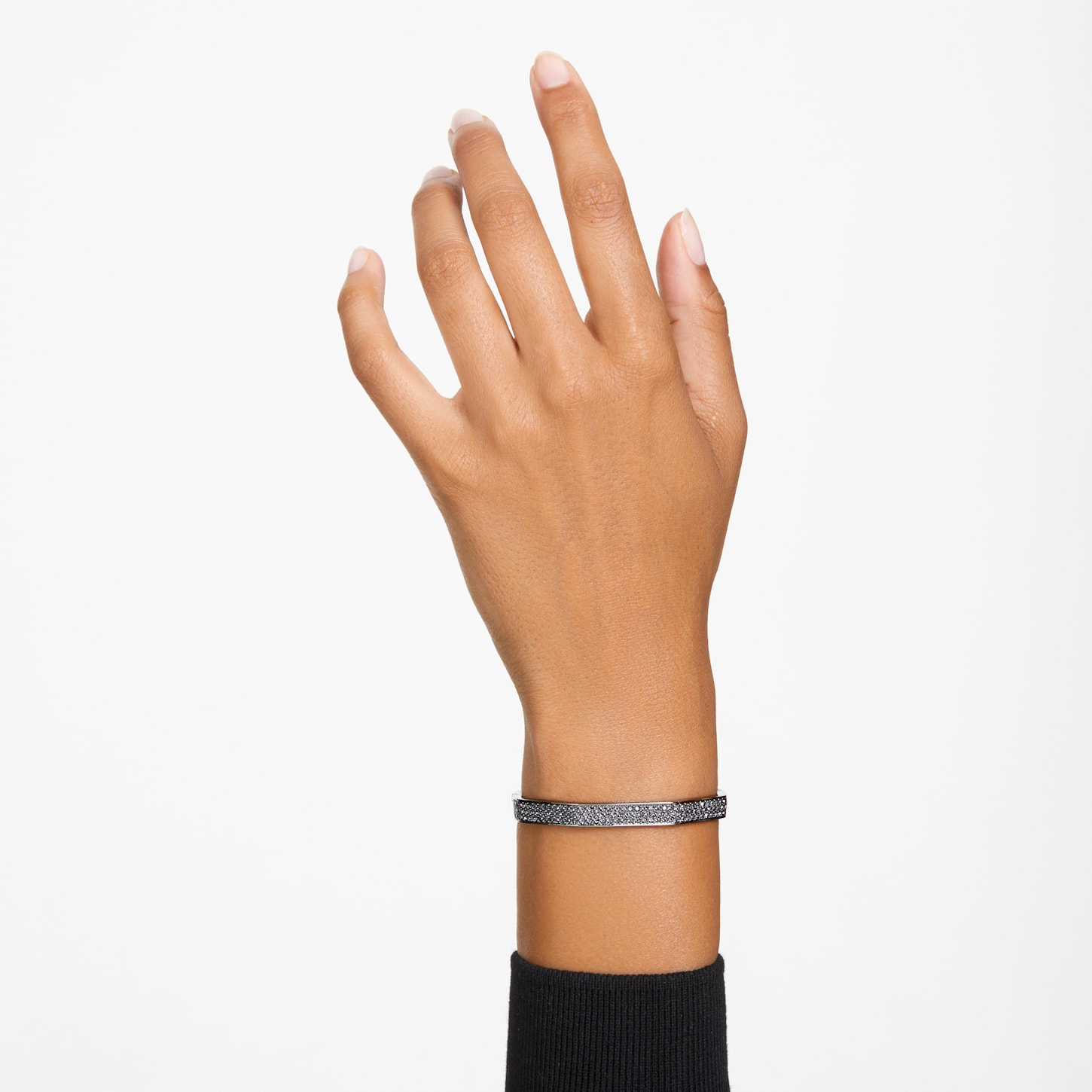 Dextera bangle, Octagon shape, Black, Ruthenium plated | Swarovski
