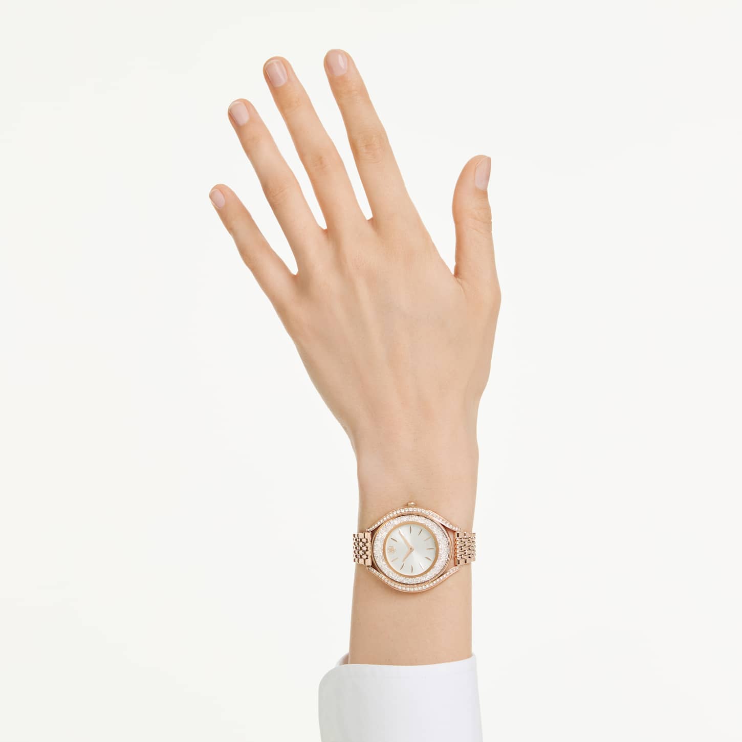 Crystalline aura watch, Swiss Made, Metal bracelet, Rose gold tone