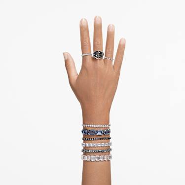 Matrix Tennis bracelet, Round cut, White, Rhodium plated | Swarovski