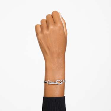 Dextera bracelet, Pavé, Mixed links, White, Rhodium plated | Swarovski