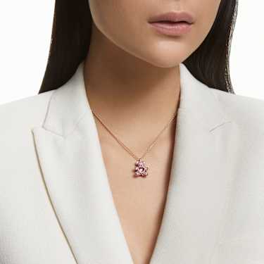 Teddy pendant, Bear, Pink, Rose gold-tone plated | Swarovski