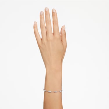Mesmera bracelet, Mixed cuts, Scattered design, White, Rhodium plated