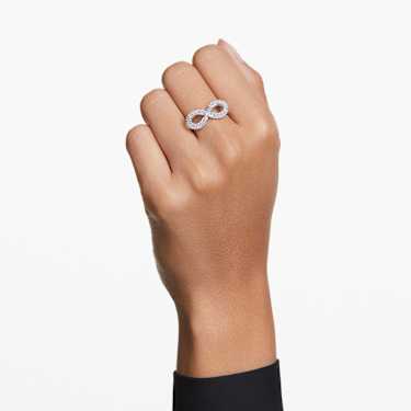 Hyperbola cocktail ring, Infinity, White, Rhodium plated | Swarovski