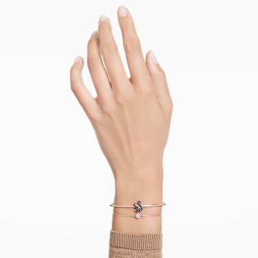 Swan bangle, Swan, Black, Rose gold-tone plated | Swarovski