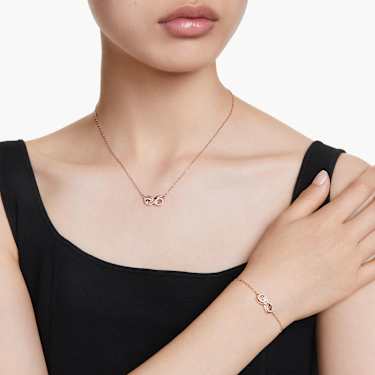 Hyperbola set, Infinity, White, Rose gold-tone plated | Swarovski