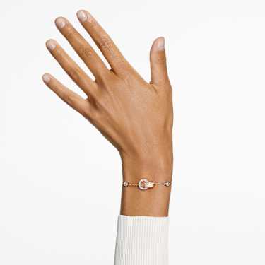 Dextera bracelet, Interlocking loop, White, Rose gold-tone plated