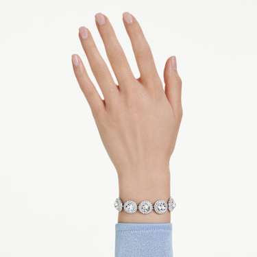 Una Angelic bracelet, White, Rhodium plated | Swarovski