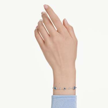 Imber bracelet, Round cut, Blue, Rhodium plated | Swarovski