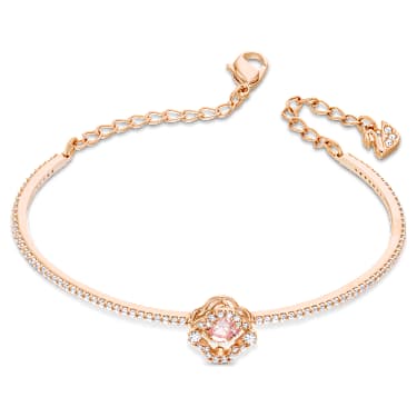 Una bangle, Clover, Pink, Rose gold-tone plated | Swarovski