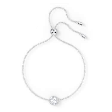 Una Angelic bracelet, Mixed round cuts, White, Rhodium plated