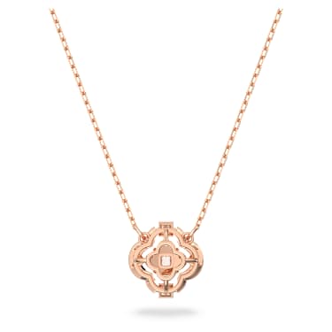 Una necklace, Clover, White, Rose gold-tone plated | Swarovski