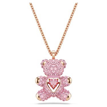 Teddy pendant, Bear, Pink, Rose gold-tone plated | Swarovski