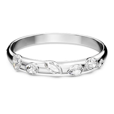 Dextera bangle, Mixed cuts, White, Rhodium plated | Swarovski