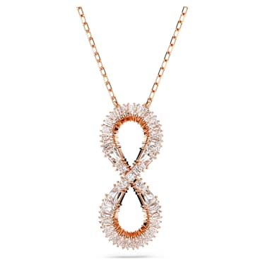 Hyperbola pendant, Infinity, White, Rose gold-tone plated | Swarovski