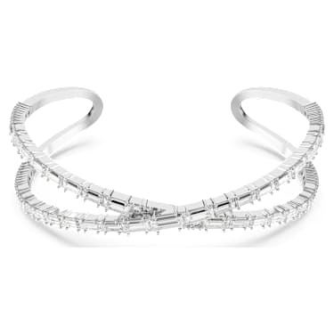 Hyperbola cuff, Infinity, White, Rhodium plated | Swarovski