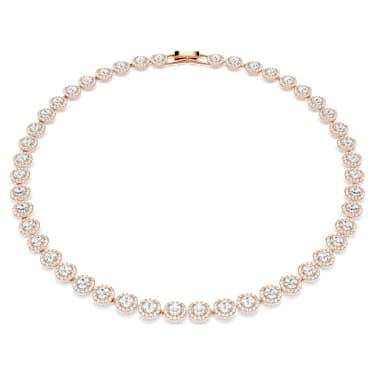 Una Angelic necklace, Round cut, Medium, White, Rose gold-tone plated
