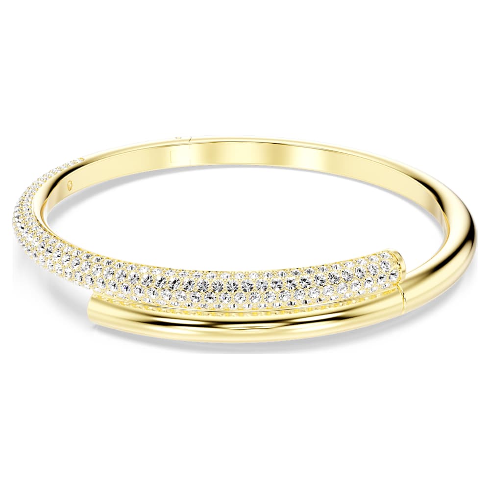 Dextera bangle, Magnetic closure, White, Gold-tone plated | Swarovski