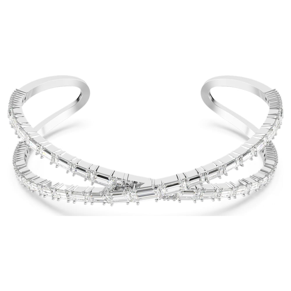 Hyperbola cuff, Infinity, White, Rhodium plated | Swarovski