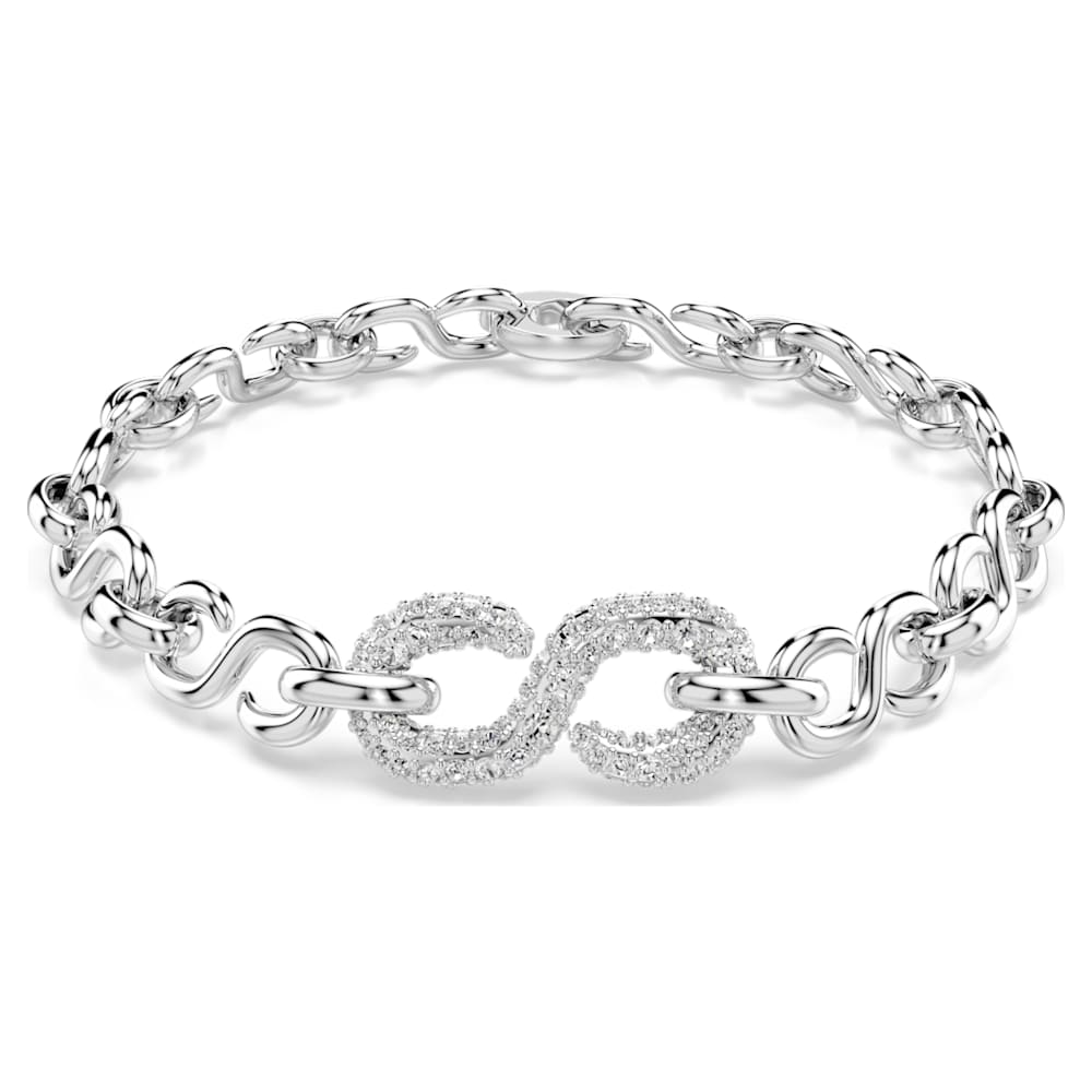 Dextera bracelet, Round cut, White, Rhodium plated | Swarovski