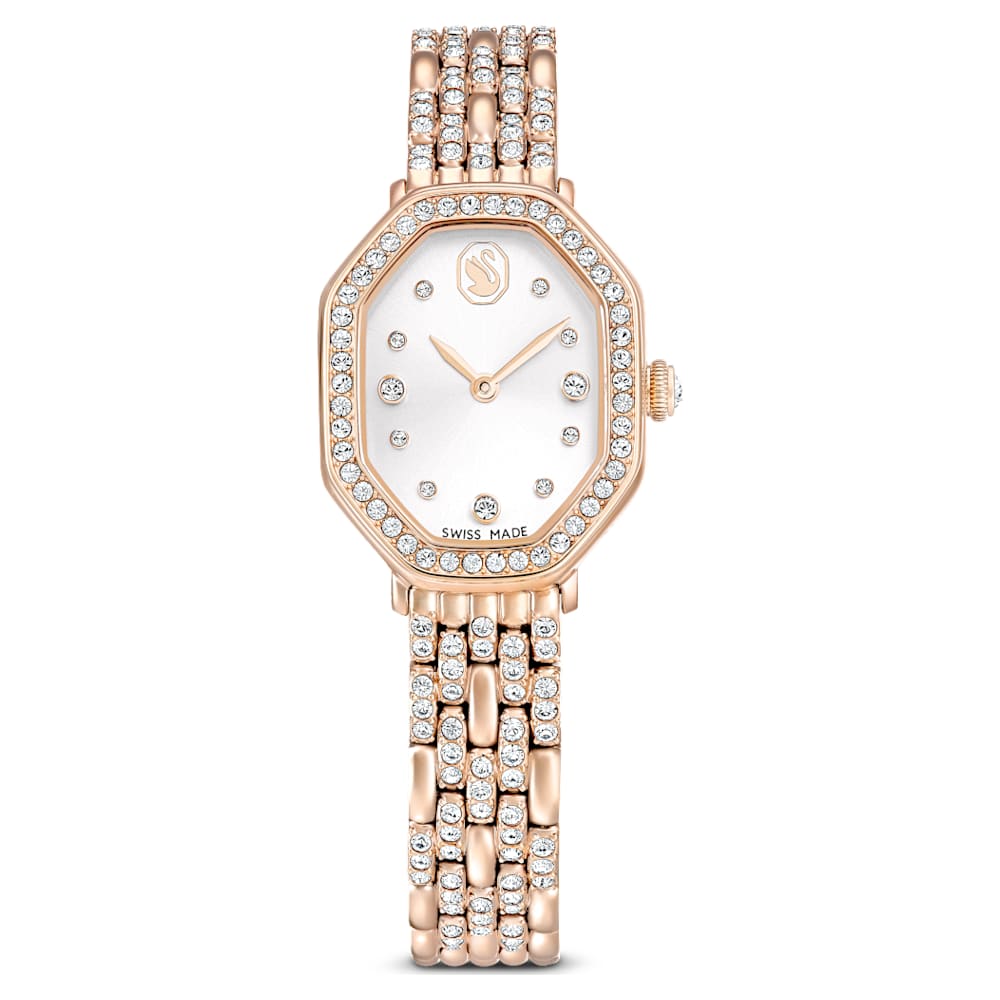 Dextera octagon watch, Swiss Made, Metal bracelet, Gold tone, Rose