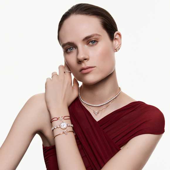 Matrix Vittore ring, Round cut, White, Rose gold-tone plated