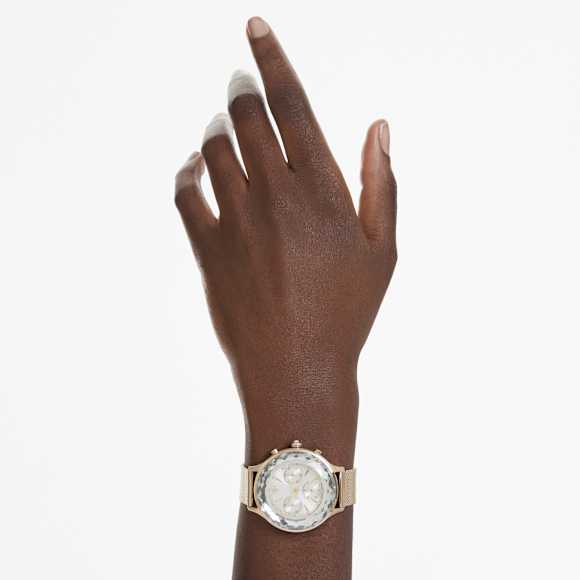 Nova chrono watch, Swiss Made, Metal bracelet, Gold tone